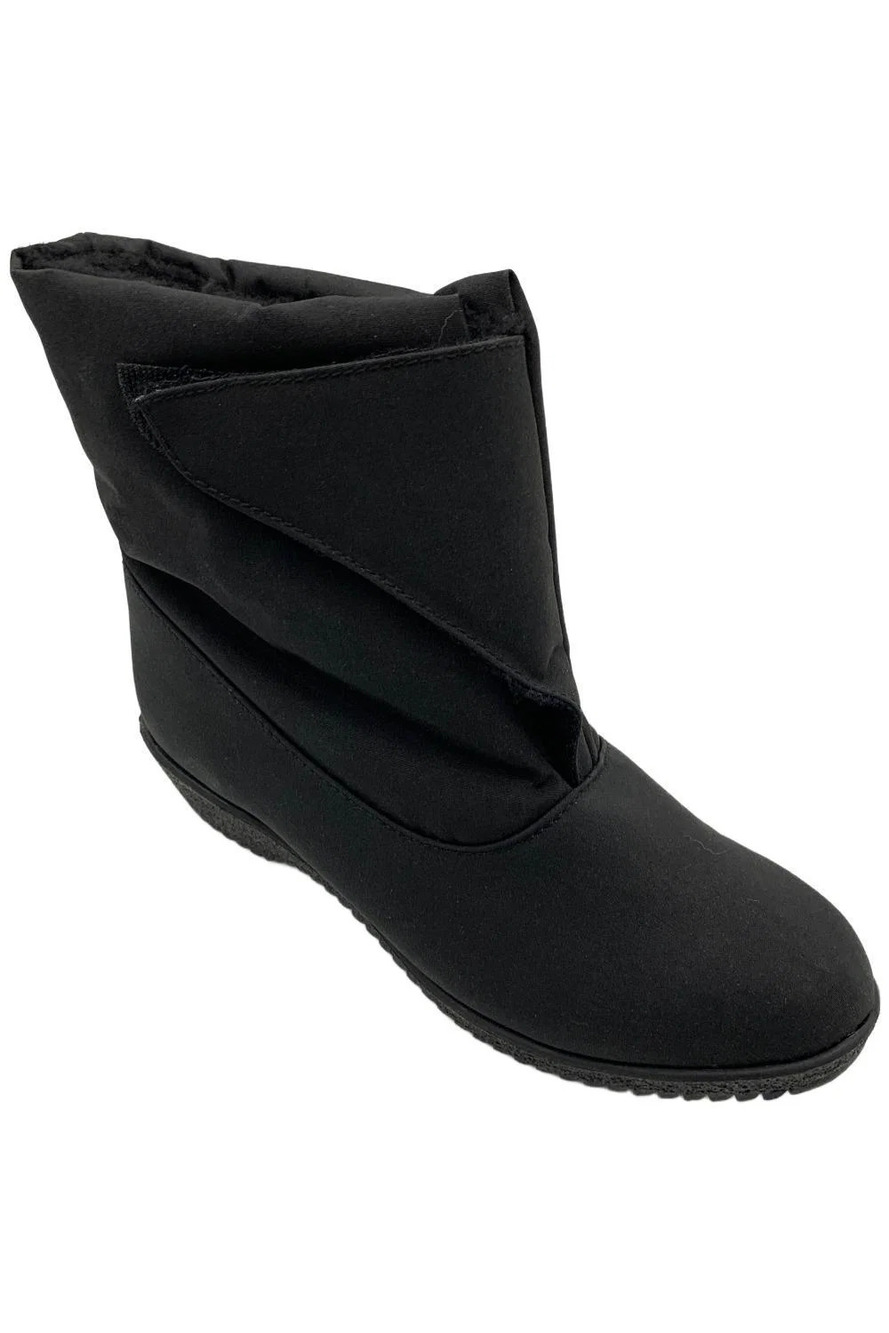 Toe Warmers Women's Easy-On Strap Up Ankle Boot Black - AA